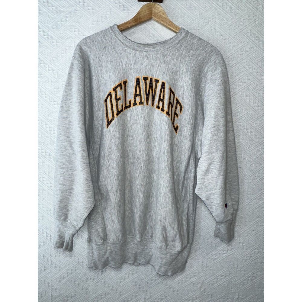 Rare 80s Vintage‎ Delaware University Champion Reverse Weave Crewneck Size XL